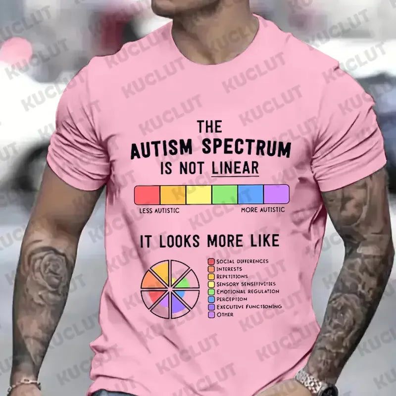 T Shirt for Men Summer  Tops Autism Spectrum Tshirts O-neck Men Clothing Autism Awareness Men Tee Shirts Plus Size Male Clothes