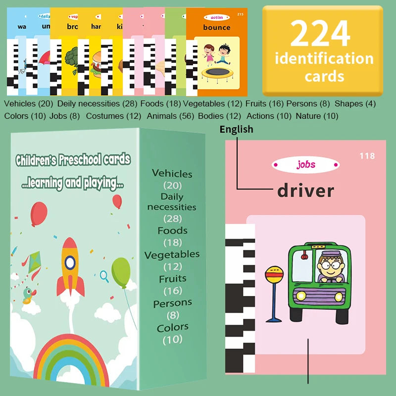 Talking Early Education Flash Card Machine Learning Language English Electronic Audio Book Toy Children Birthday Gift Toy