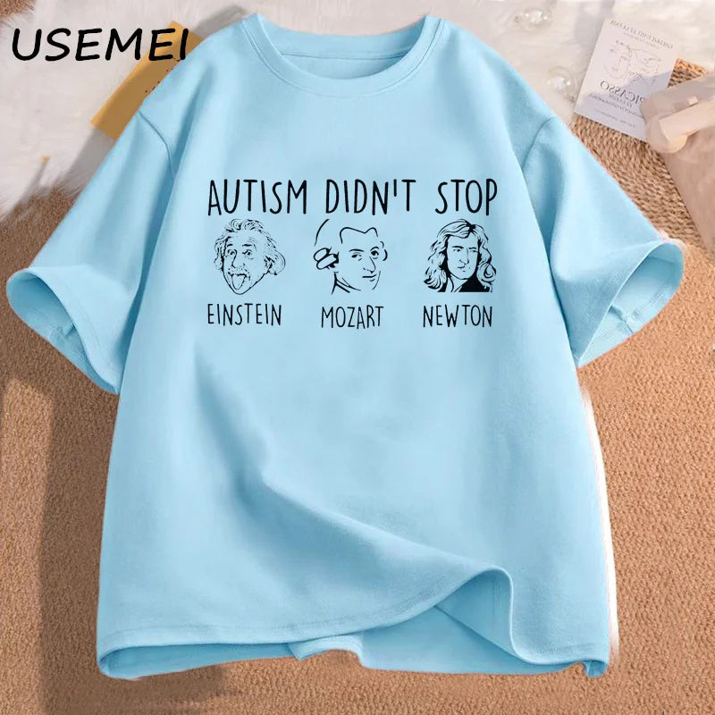 Autism Didn't Stop T-Shirt Women Men Funny Grpahic Tees Autism Teacher T Shirt Casual Cotton Short Sleeve Tshirts Streetwear