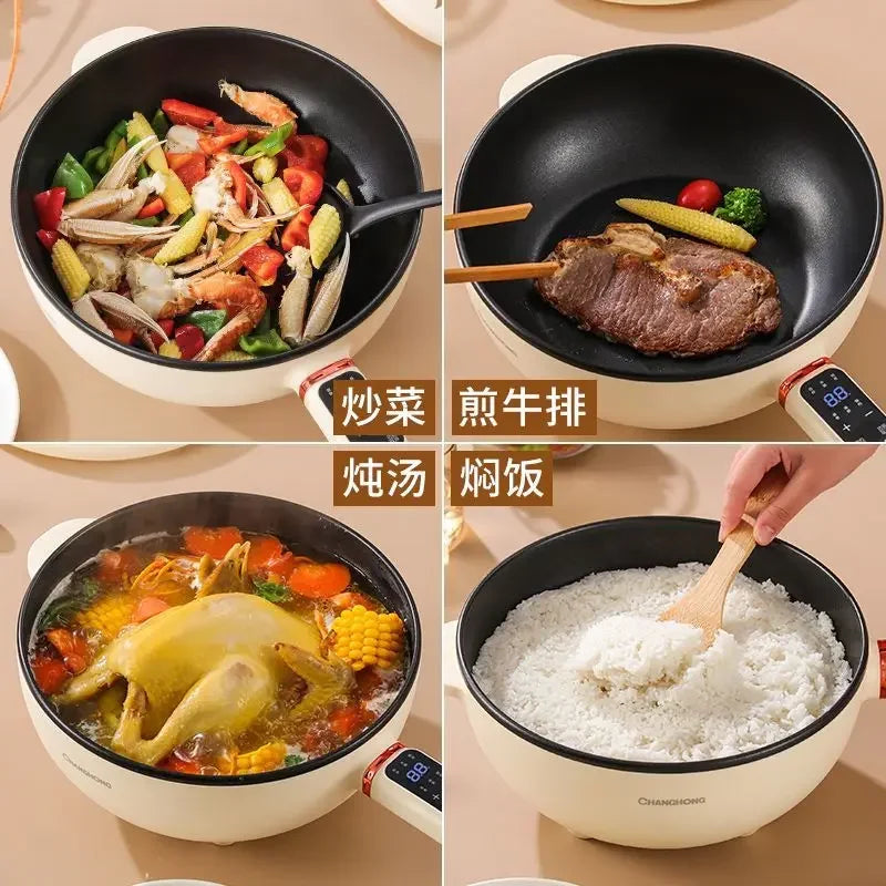 Electric wok integrated multi-function electric cooking pot household stir-frying high-power frying steaming electric hot pot