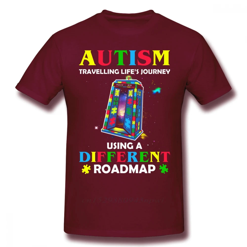 Autism T Shirt Autism Shirt Traveling Life S Journey Using A Different Roadmap T-Shirt Short Sleeve Fashion Tee Shirt Tshirt