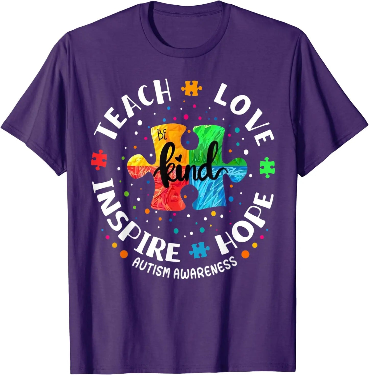 Autism Awareness Teacher Shirt Teach Hope Love Inspire T-Shirt Puzzle Chemical Elements Graphic Tee Tops Funny Novelty Gifts