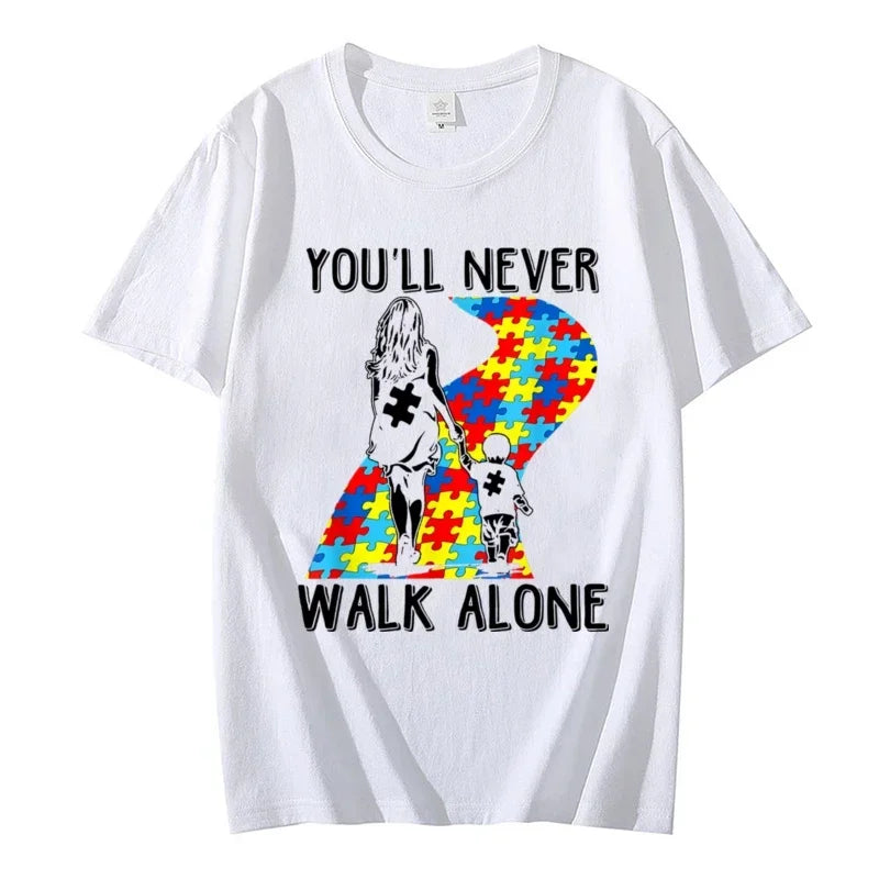 Alone Letter Puzzle Piece T-shirt Kids Women Graphic Tee Kindness Shirt Aesthetic Summer Autism Awareness Tops