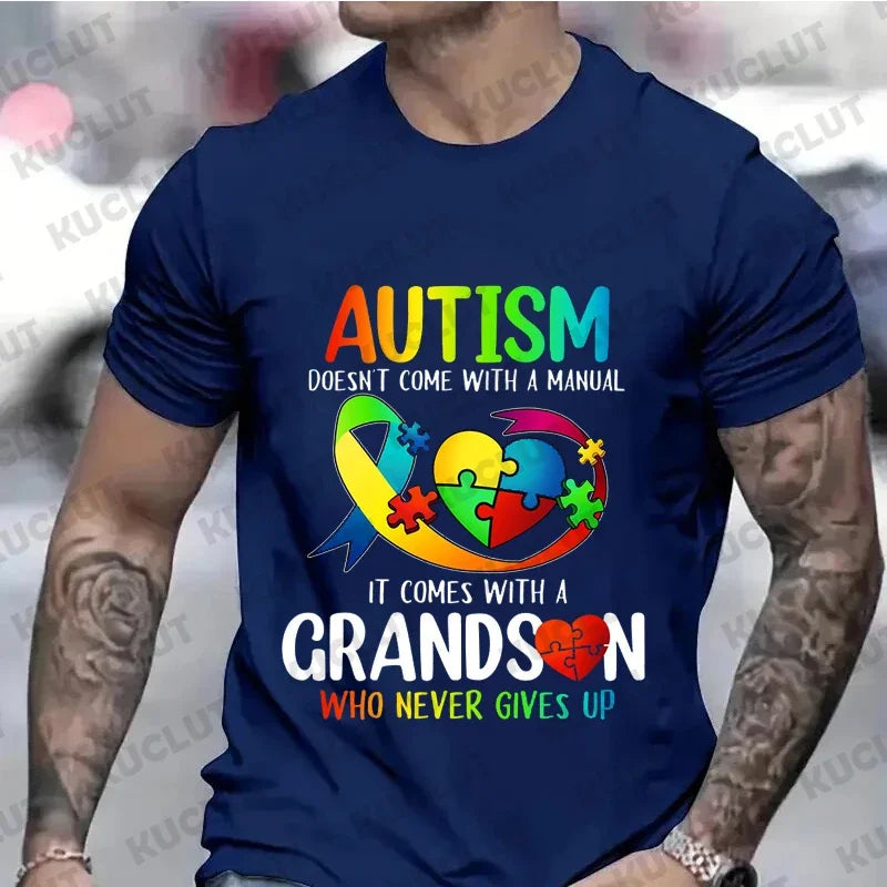 Men's Clothing Autism Mom Dad Doesn't Come T-shirts Autism Awarenes Men Y2k Tops  Autism Family Matching Men's Tshirts Clothes