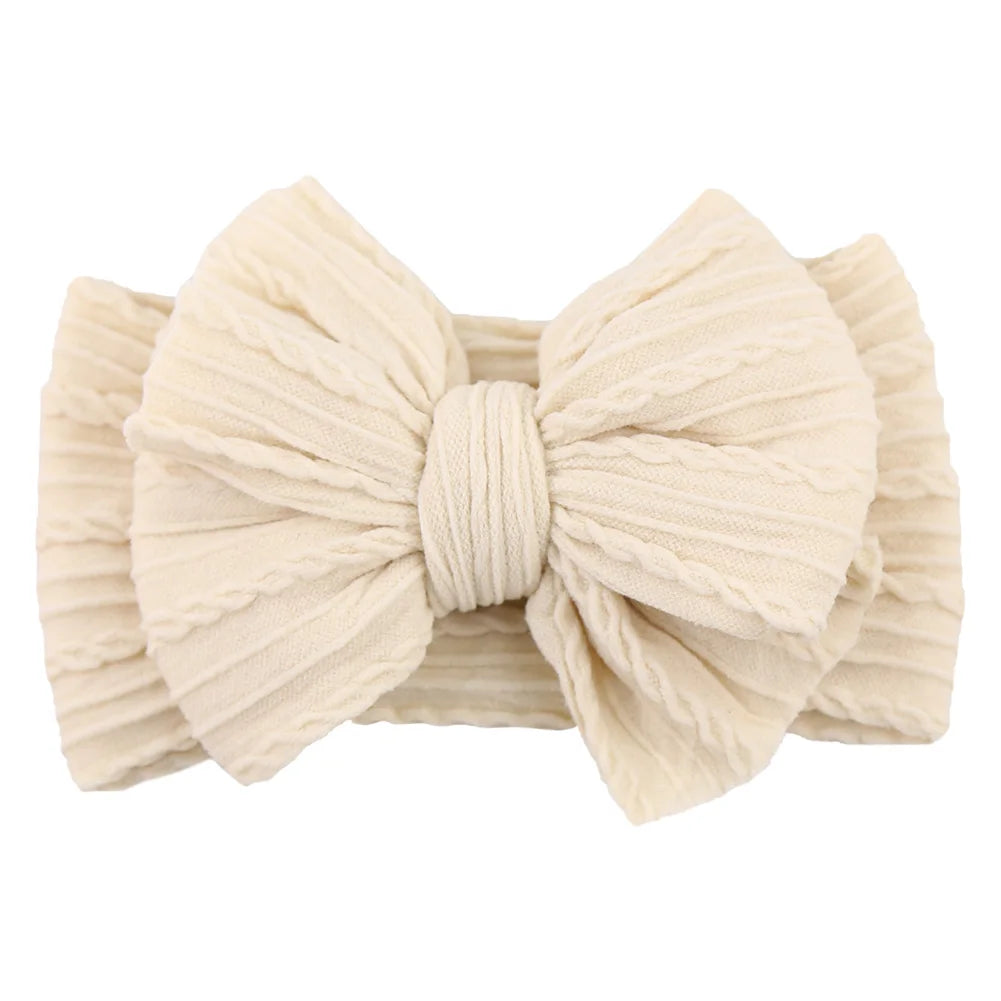 Solid Cable Bow Baby Headband for Child Nylon Layers Headwear Kids Elastic Turban Headwraps Newborn Boys Girls Hair Accessories