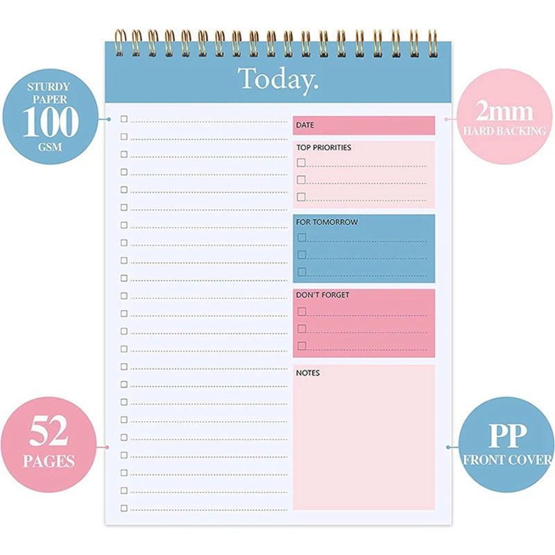 2 Piece Do List Notepad Planner Notebook As Shown Paper 5.6 X 8.5Inch Weekly Planner Daily Task Pad Productivity Note Organizer