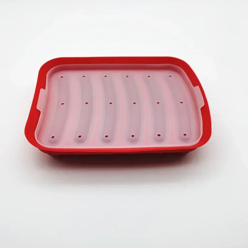 Silicone Food Grade Sausage Mould 6 Cavity Homemade Ham Hot Dog Making Tray Household Cake Baking Molds with Lid Kitchen Tools