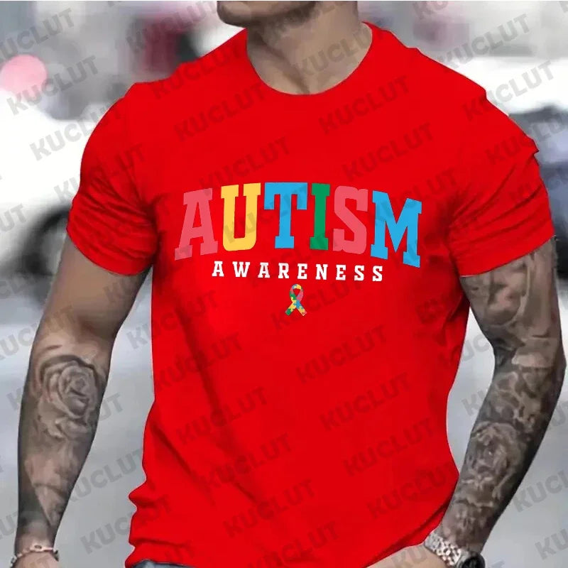 Autism Awareness Shirts for Men Retro Autism Awareness Month T-shirts Men's Tshirts Harajuku Graphic Tee Shirt Clothing Men Top