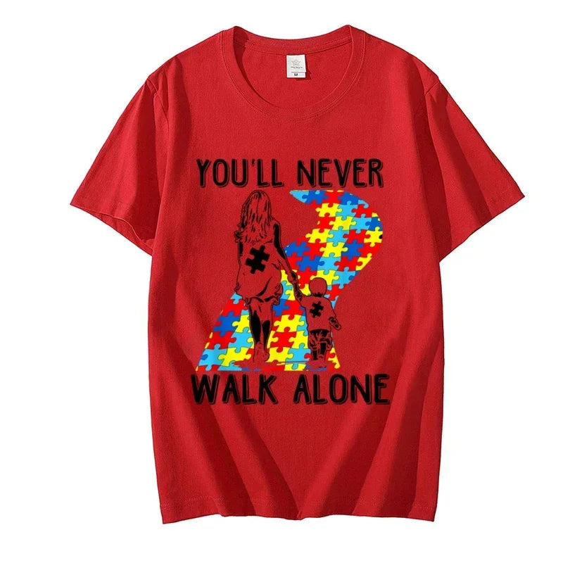 Alone Letter Puzzle Piece T-shirt Kids Women Graphic Tee Kindness Shirt Aesthetic Summer Autism Awareness Tops