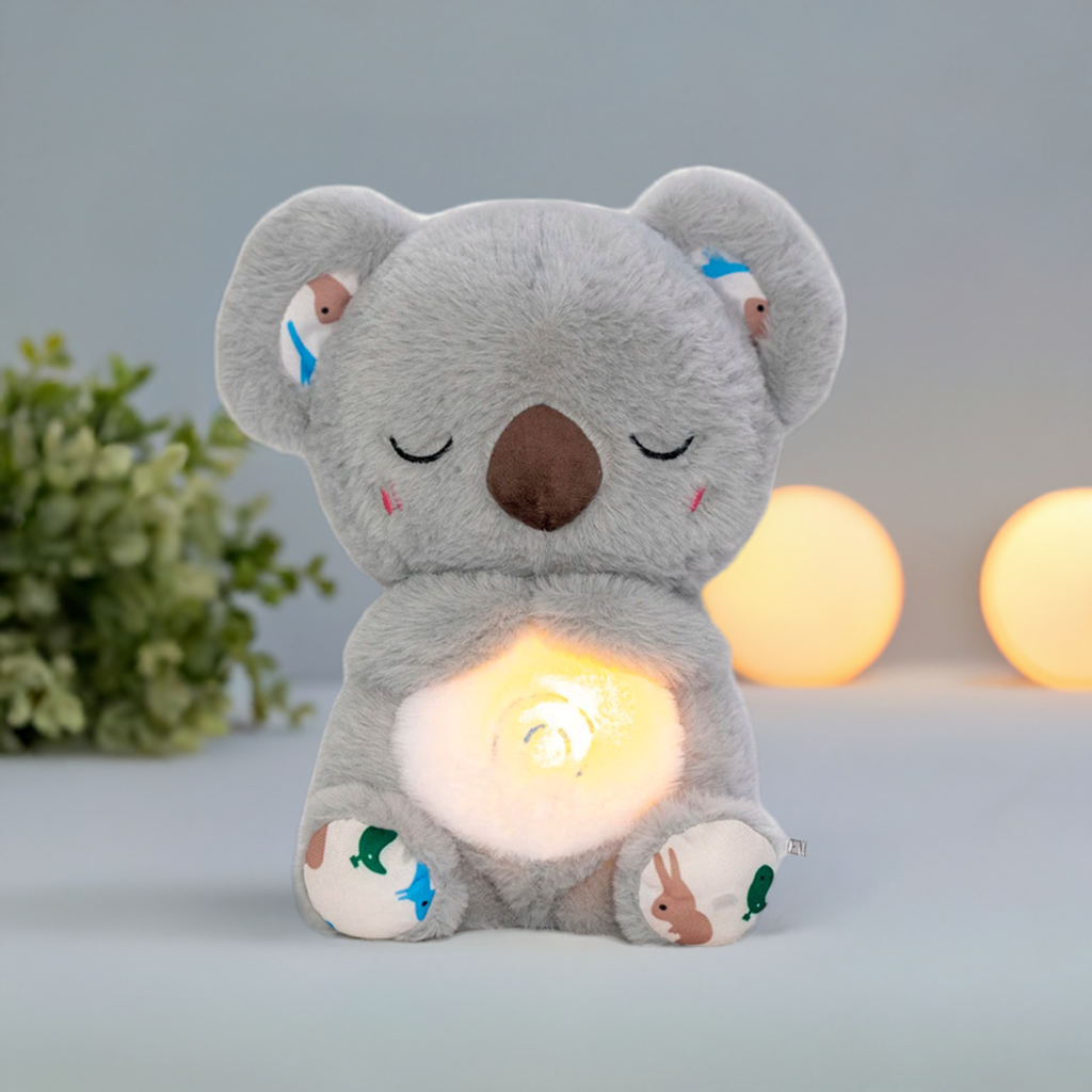 4 Modes Breathing Bear Toy Can Turn Off The Music Baby Soothing Koala Plush Doll Baby Sleep Companion Sound and Light Doll Toy