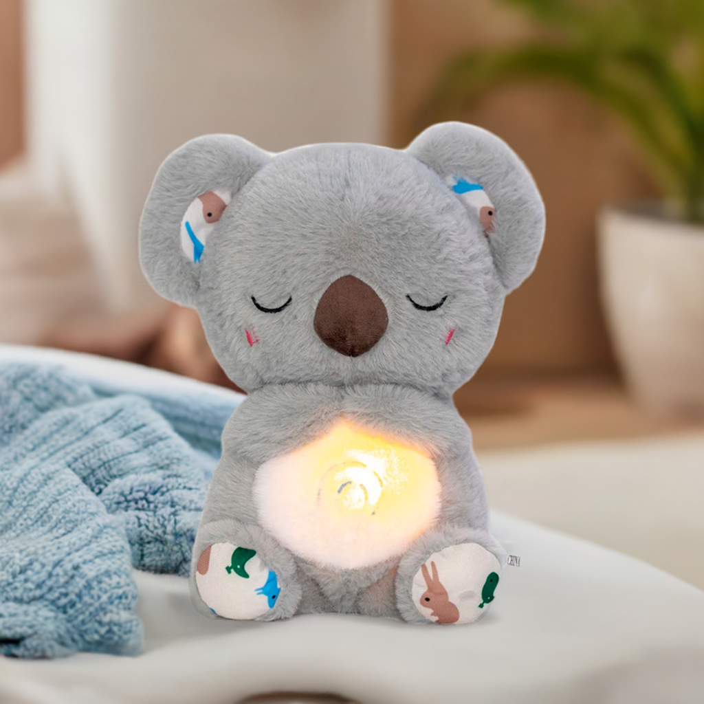 4 Modes Breathing Bear Toy Can Turn Off The Music Baby Soothing Koala Plush Doll Baby Sleep Companion Sound and Light Doll Toy