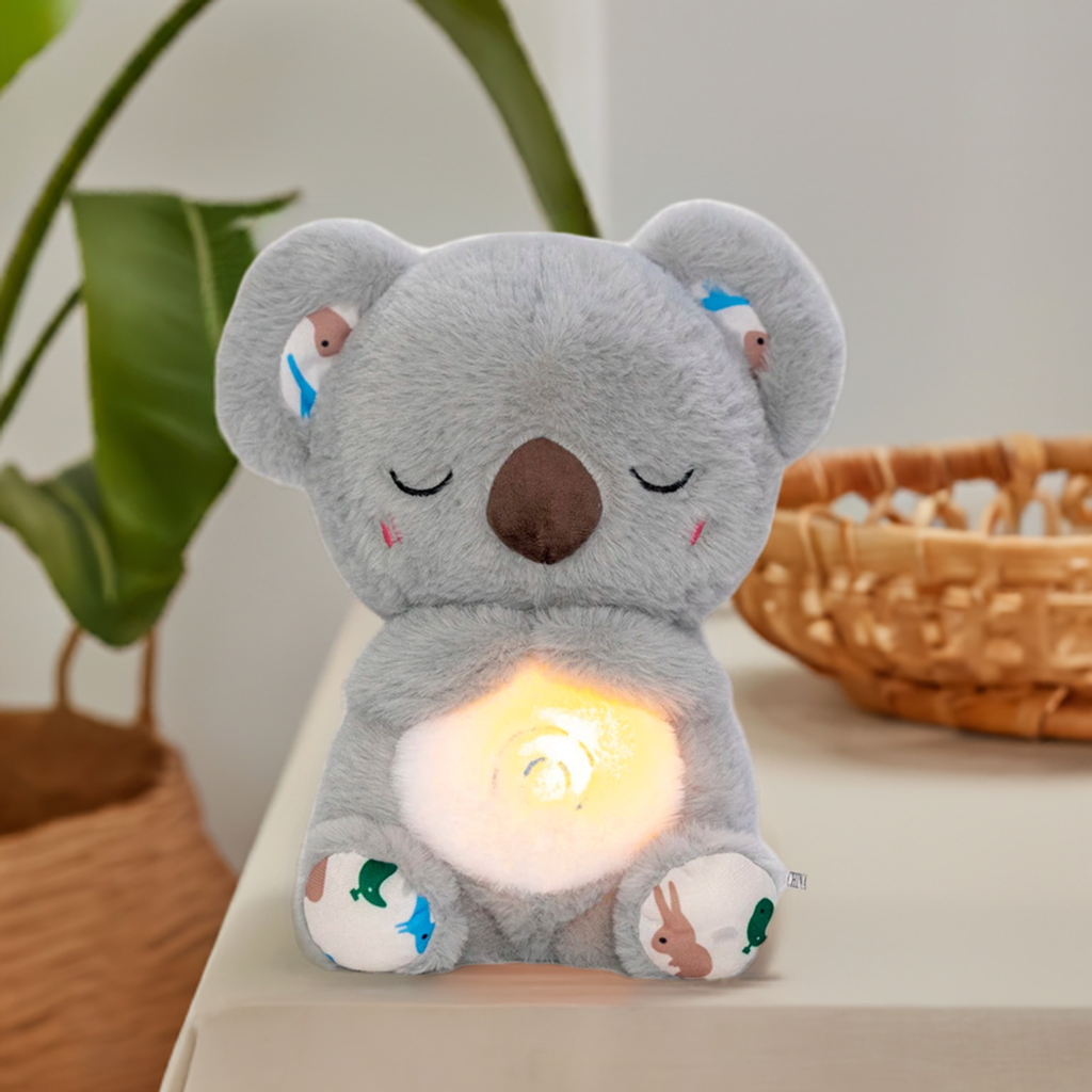 4 Modes Breathing Bear Toy Can Turn Off The Music Baby Soothing Koala Plush Doll Baby Sleep Companion Sound and Light Doll Toy