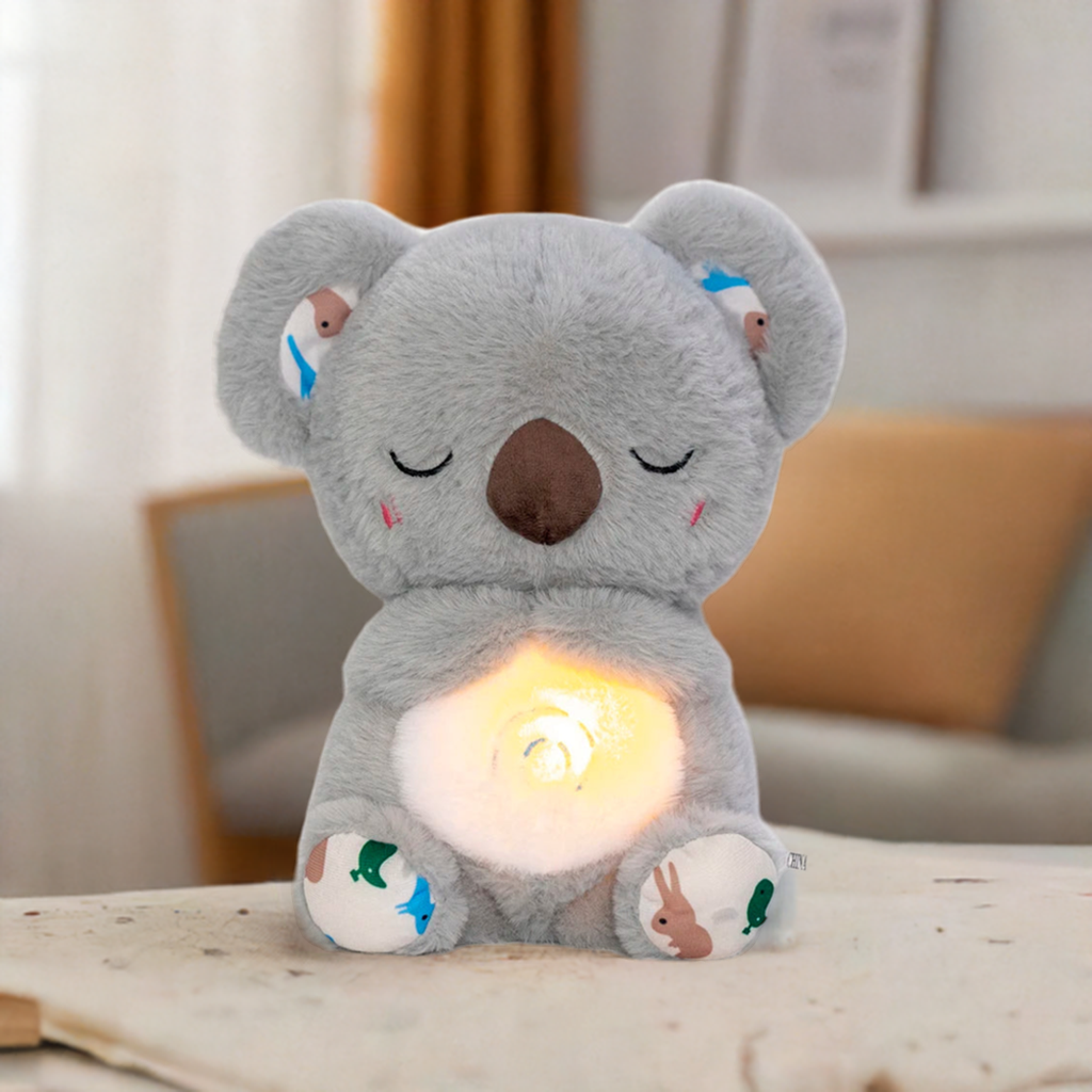 4 Modes Breathing Bear Toy Can Turn Off The Music Baby Soothing Koala Plush Doll Baby Sleep Companion Sound and Light Doll Toy