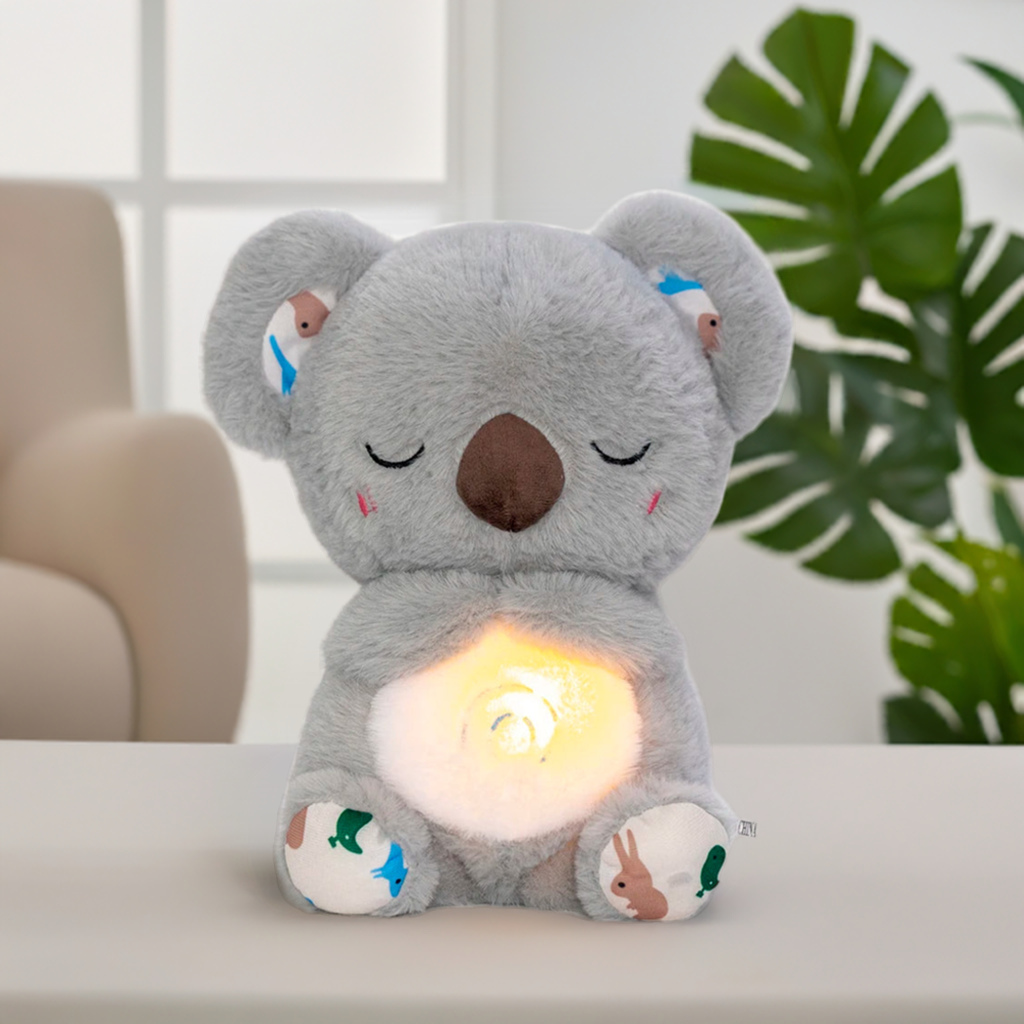 4 Modes Breathing Bear Toy Can Turn Off The Music Baby Soothing Koala Plush Doll Baby Sleep Companion Sound and Light Doll Toy