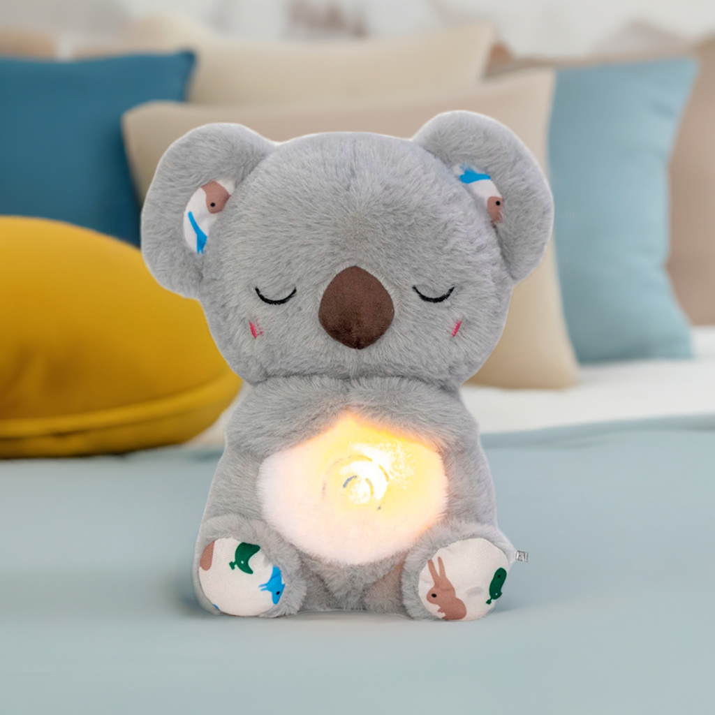 4 Modes Breathing Bear Toy Can Turn Off The Music Baby Soothing Koala Plush Doll Baby Sleep Companion Sound and Light Doll Toy