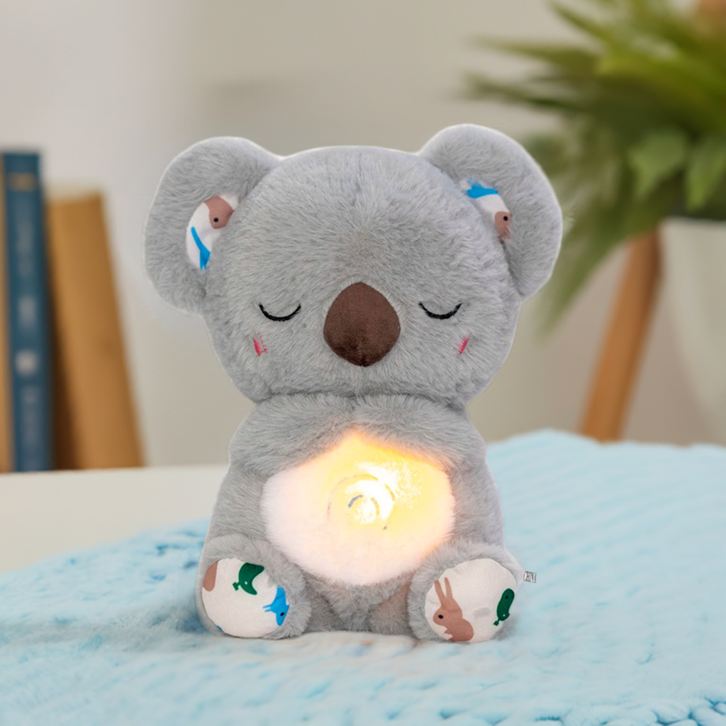 4 Modes Breathing Bear Toy Can Turn Off The Music Baby Soothing Koala Plush Doll Baby Sleep Companion Sound and Light Doll Toy